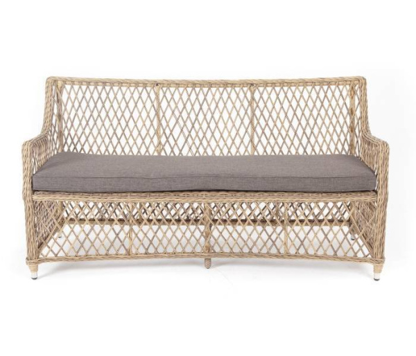 Диван 2-местный из искусственного ротанга, Латте соломенный