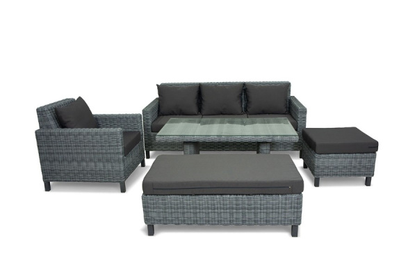 Пуф большой Mokka Bella, плетеный из искуственного ротанга цвет: серый