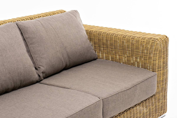 Диван 3-местный из искусственного ротанга, Боно соломенный
