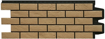 Фасадная панель Grand Line, Состаренный кирпич Design Plus, цвет: солома с черным швом