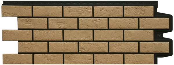Фасадная панель Grand Line, Состаренный кирпич Design Plus, цвет: солома с черным швом